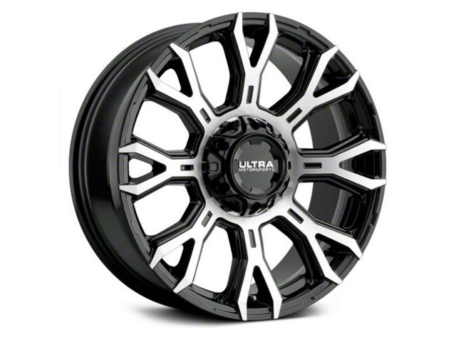 Ultra Wheels Scorpion Gloss Black with Diamond Cut Face 8-Lug Wheel; 20x9; 18mm Offset (07-10 Silverado 3500 HD SRW)