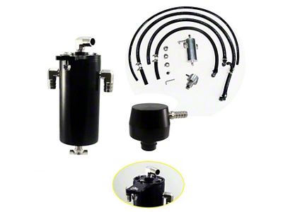 UPR Products Dual Valve Plug N Play Clean Side Oil Catch Can; Black (11-14 3.5L EcoBoost F-150)