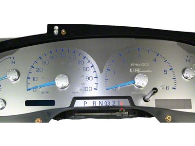 US Speedo Stainless Edition Gauge Face; KMH; Blue (99-03 F-150)