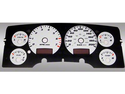 US Speedo Daytona Edition Gauge Face; KMH; White (03-05 RAM 3500, Excluding Diesel)