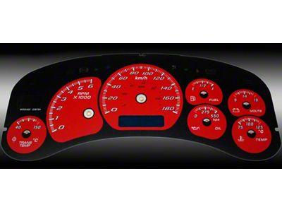 US Speedo Daytona Edition Gauge Face; KMH; Red (99-02 Sierra 1500 w/ Transmission Temperature Gauge)