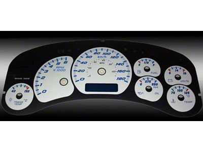 US Speedo Daytona Edition Gauge Face; KMH; Silver (99-02 Sierra 1500 w/ Transmission Temperature Gauge)