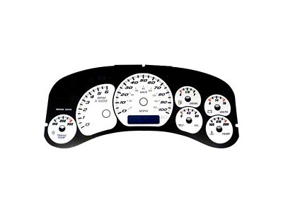 US Speedo Daytona Edition Gauge Face; MPH; White (99-02 Sierra 1500 w/ Transmission Temperature Gauge)