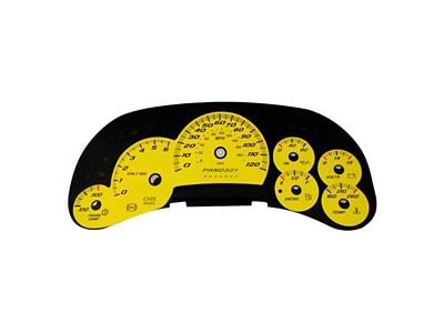 US Speedo Daytona Edition Gauge Face; MPH; Yellow (2006 Sierra 1500 w/ Transmission Temperature Gauge)