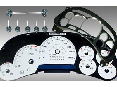 US Speedo Escalade Edition Gauge Cluster Kit; KMH; White (2006 Sierra 1500 w/ Transmission Temperature Gauge)