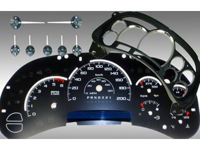 US Speedo Escalade Edition Gauge Face; KMH; Black (2006 Sierra 1500)