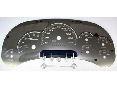 US Speedo Stainless Edition Gauge Face; KMH; White (2006 Sierra 1500 w/ Transmission Temperature Gauge)