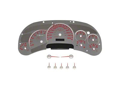 US Speedo Stainless Edition Gauge Face; MPH; Red (03-05 Sierra 1500 w/ Transmission Temperature Gauge)