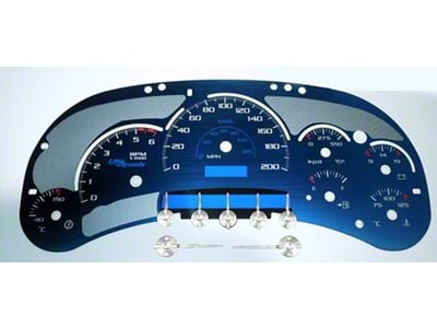 US Speedo Aqua Edition Gauge Face; KMH (03-05 Silverado 1500 w/ Transmission Temperature Gauge)