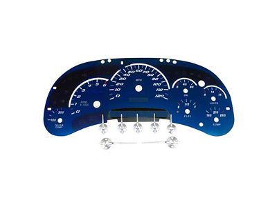 US Speedo Aqua Edition Gauge Face; MPH (03-05 Silverado 1500 w/ Transmission Temperature Gauge)