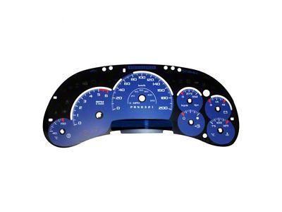 US Speedo Daytona Edition Gauge Face; MPH; Blue (2006 Silverado 1500 w/ Transmission Temperature Gauge)