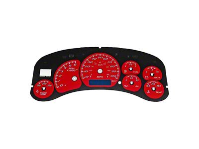 US Speedo Daytona Edition Gauge Face; MPH; Red (99-02 Silverado 1500 w/ Transmission Temperature Gauge)