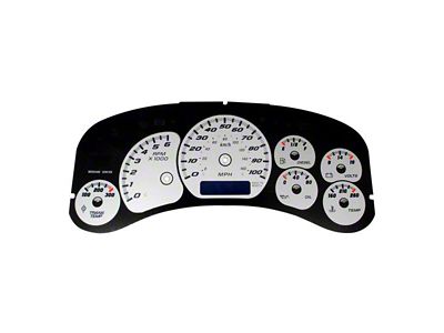 US Speedo Daytona Edition Gauge Face; MPH; Silver (99-02 Silverado 1500 w/ Transmission Temperature Gauge)