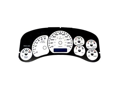 US Speedo Daytona Edition Gauge Face; MPH; White (99-02 Silverado 1500 w/ Transmission Temperature Gauge)