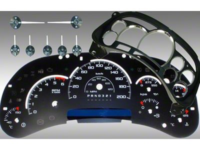 US Speedo Escalade Edition Gauge Cluster Kit; KMH; Black (2006 Silverado 1500 w/ Transmission Temperature Gauge)