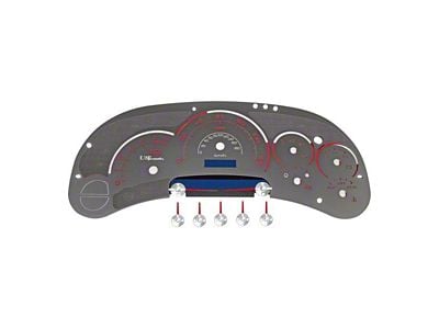 US Speedo Stainless Edition Gauge Face Style 2; MPH; Red (03-05 Silverado 1500 w/ Transmission Temperature Gauge)