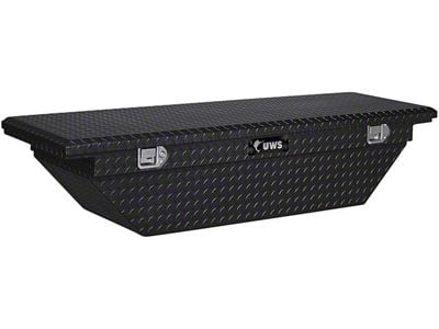 UWS 69-Inch Aluminum Low Profile Angled Crossover Tool Box; Gloss Black (09-24 RAM 1500 w/o RAM Box)