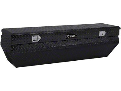 UWS 55-Inch Aluminum Wedge Angled Utility Chest Tool Box; Gloss Black (12-24 RAM 2500 w/ 6.4-Foot Box & w/o RAM Box)