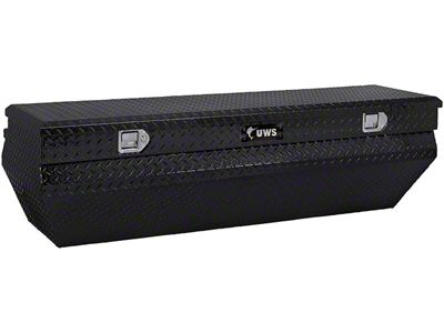 UWS 55-Inch Aluminum Wedge Angled Utility Chest Tool Box; Gloss Black (12-24 RAM 3500 w/ 6.4-Foot Box & w/o RAM Box)