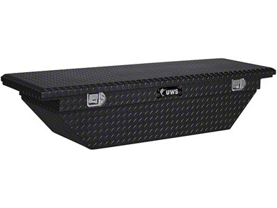 UWS 69-Inch Aluminum Low Profile Angled Crossover Tool Box; Gloss Black (10-18 RAM 3500 w/o RAM Box)