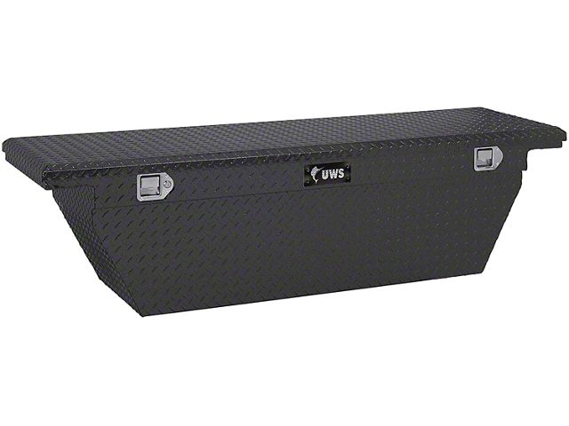 UWS 69-Inch Aluminum Deep Angled Crossover Tool Box; Matte Black (07-24 Silverado 2500 HD)