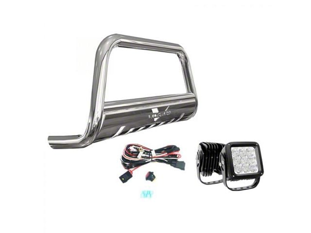 3-Inch Bull Bar with 4.50-Inch LED Cube Lights; Stainless Steel (04-24 F-150, Excluding Raptor)