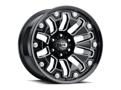 Vision Off-Road Armor Gloss Black Milled with Black Bolt Inserts 6-Lug Wheel; 18x9; -12mm Offset (14-18 Silverado 1500)