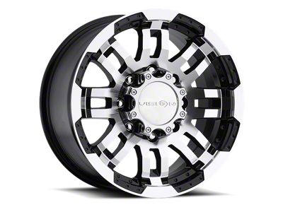 Vision Off-Road Warrior Gloss Black Machined 8-Lug Wheel; 17x8.5; 18mm Offset (01-06 Sierra 2500 HD)