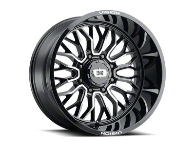 Vision Off-Road Riot Gloss Black Machined 6-Lug Wheel; 22x12; -51mm Offset (07-13 Sierra 1500)