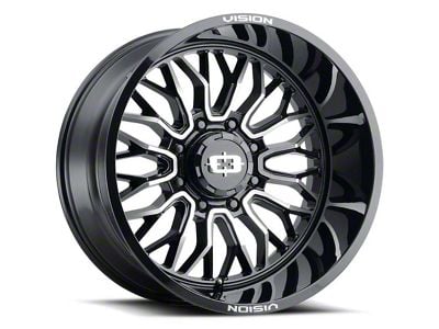 Vision Off-Road Riot Gloss Black Machined 8-Lug Wheel; 22x12; -51mm Offset (23-24 F-250 Super Duty)