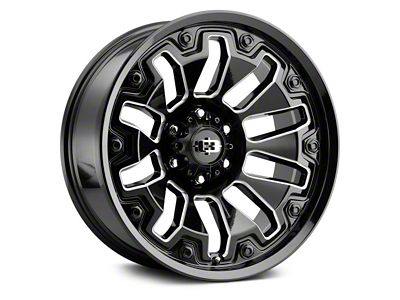 Vision Off-Road Armor Gloss Black Milled with Black Bolt Inserts 5-Lug Wheel; 18x9; 12mm Offset (94-01 RAM 1500)