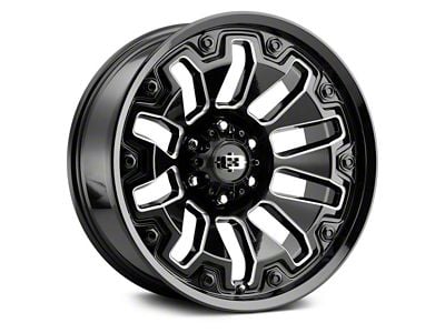 Vision Off-Road Armor Gloss Black Milled with Black Bolt Inserts 5-Lug Wheel; 20x9; 12mm Offset (94-01 RAM 1500)