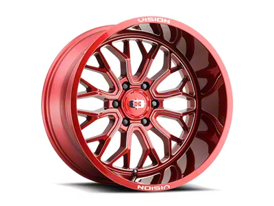 Vision Off-Road Riot Red Tint Milled Spoke 8-Lug Wheel; 22x12; -51mm Offset (99-07 F-250 Super Duty)