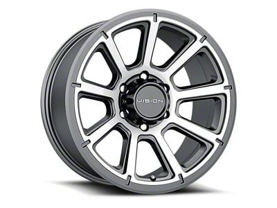 Vision Off-Road Turbine Gunmetal Machined Face 6-Lug Wheel; 18x9; 18mm Offset (99-06 Sierra 1500)