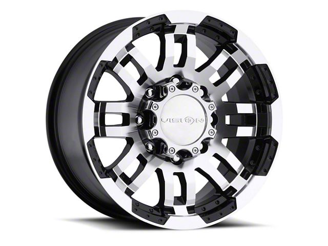 Vision Off-Road Warrior Gloss Black Machined 8-Lug Wheel; 18x8.5; 18mm Offset (07-10 Sierra 2500 HD)