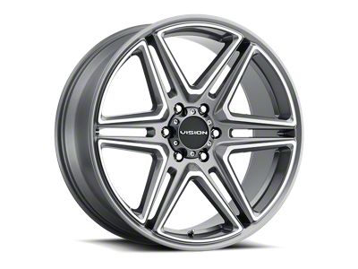 Vision Wheel Wedge Gunmetal Machined 6-Lug Wheel; 24x9.5; 30mm Offset (07-13 Sierra 1500)