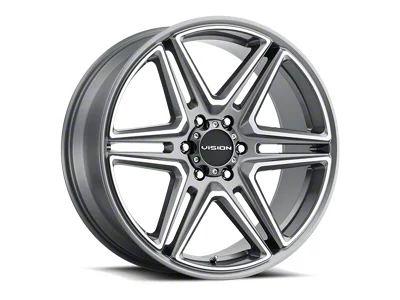 Vision Wheel Wedge Gunmetal Machined 6-Lug Wheel; 24x9.5; 30mm Offset (07-14 Tahoe)