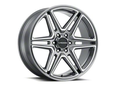 Vision Wheel Wedge Gunmetal Machined 6-Lug Wheel; 24x9.5; 30mm Offset (15-20 Yukon)