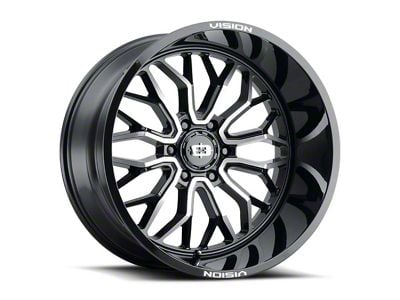 Vision Off-Road Riot Gloss Black Machined 8-Lug Wheel; 20x9; 12mm Offset (20-24 Sierra 2500 HD)