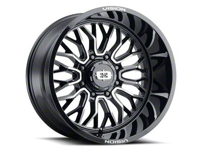 Vision Off-Road Riot Gloss Black Machined 8-Lug Wheel; 22x12; -51mm Offset (11-14 Sierra 2500 HD)