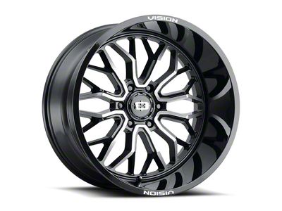 Vision Off-Road Riot Gloss Black Machined 8-Lug Wheel; 20x9; 12mm Offset (15-19 Silverado 2500 HD)