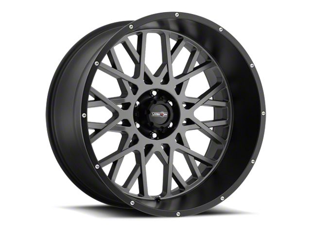 Vision Wheel Rocker Anthracite with Satin Black Lip 8-Lug Wheel; 22x12; -51mm Offset (20-24 Silverado 2500 HD)