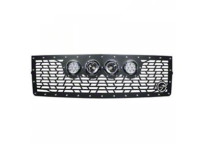 Vision X Upper Replacement Grille with 4.50-Inch CG2 Cannon LED Lights; Satin Black (15-17 F-150, Excluding Raptor)