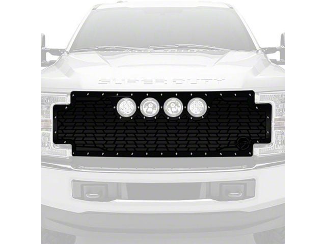 Vision X Upper Replacement Grille with CG2 Cannon Light Opening; Satin Black (17-19 F-350 Super Duty)