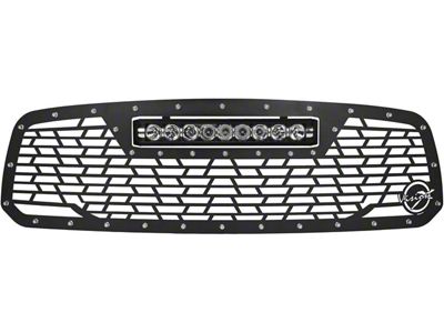 Vision X Upper Replacement Grille with XPR-9M LED Light Bar; Satin Black (13-18 RAM 1500, Excluding Rebel)