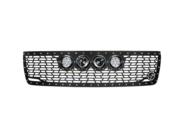 Vision X Upper Replacement Grille with CG2 Cannon Light Opening; Satin Black (11-14 Silverado 2500 HD)