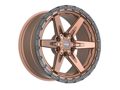 Vortek Off-Road VRT-602 Matte Bronze with Black Bead Ring 6-Lug Wheel; 17x9; -12mm Offset (23-25 Canyon)