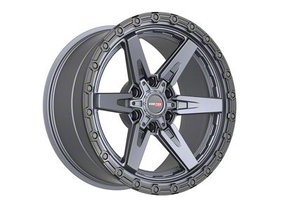 Vortek Off-Road VRT-602 Matte Titanium with Black Bead Ring 6-Lug Wheel; 17x9; 0mm Offset (23-25 Canyon)