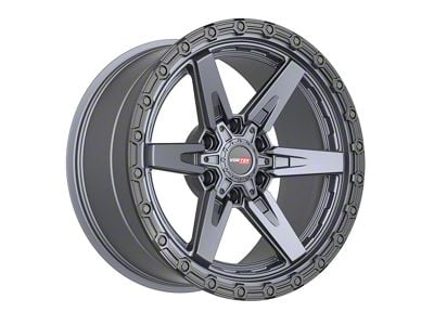 Vortek Off-Road VRT-602 Matte Titanium with Black Bead Ring 6-Lug Wheel; 17x9; -12mm Offset (23-25 Canyon)