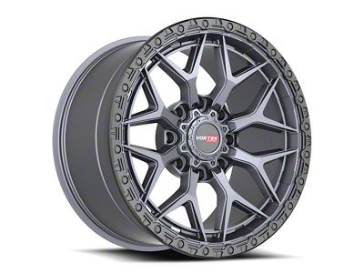 Vortek Off-Road VRT-603 Matte Titanium with Black Bead Ring 6-Lug Wheel; 17x9; -12mm Offset (23-25 Canyon)